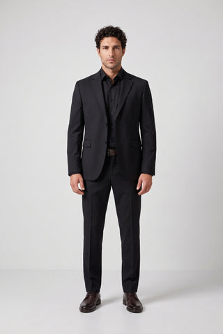 Siyah 4 Drop Relaxed Fit Rahat Kesim Takım Elbise