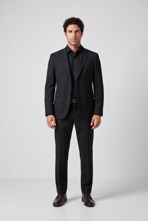 Siyah 7 Drop Slim Fit Dar Kesim Takım Elbise