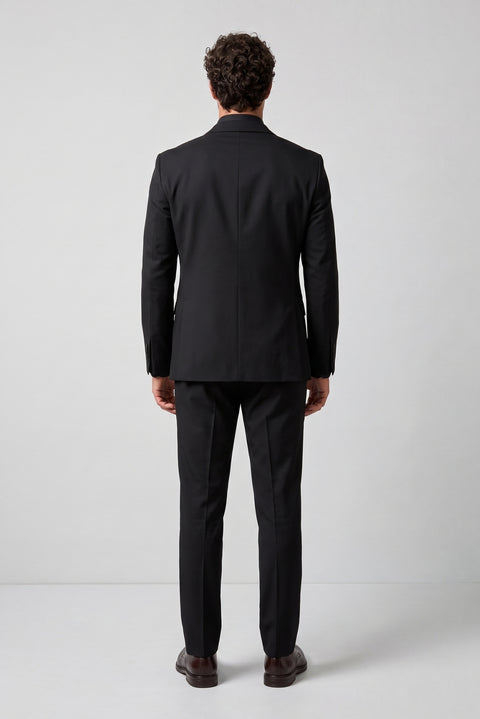 Siyah 7 Drop Super Slim Fit Eksra Dar Kesim Takım Elbise