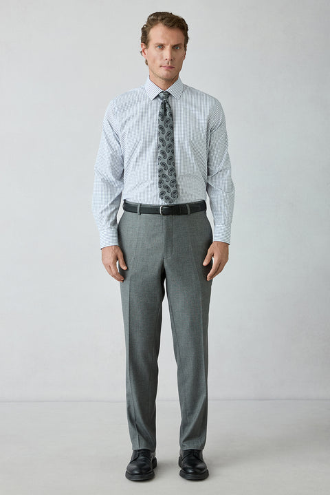 Medium Smoke 4 Drop Relaxed Fit Peak Lapel Wool Plain Suit