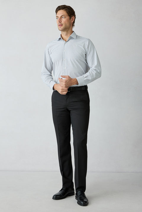 Black 6-Drop Regular Fit Notch Lapel Striped Wool Suit
