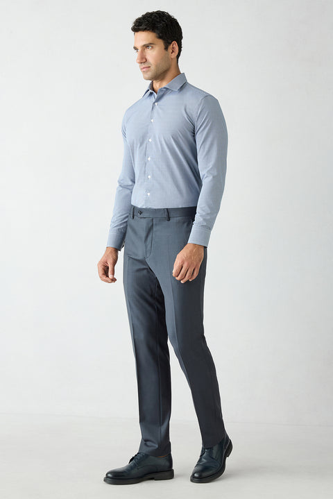 Dark Navy 7 Drop Slim Fit Peak Lapel Double-Breasted Plain Wool Suit