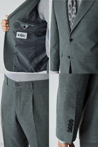 Koyu Füme 4 Drop Relaxed Fit Sivri Yaka Çizgili Klasik Takım Elbise