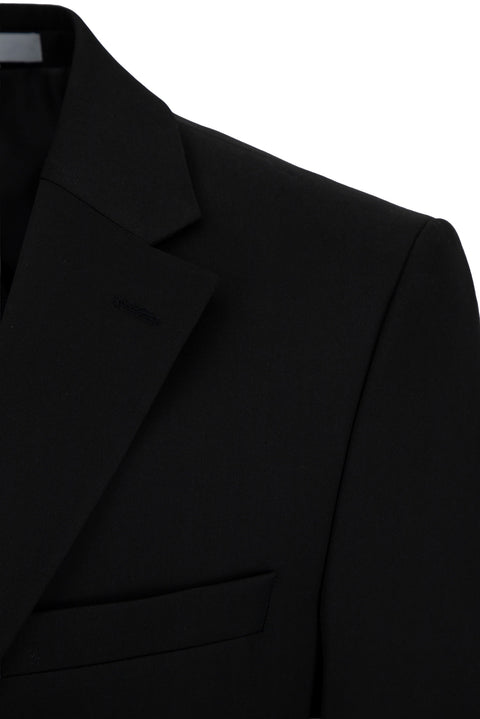Siyah 7 Drop Slim Fit Dar Kesim Mono Yaka Likralı Takım Elbise