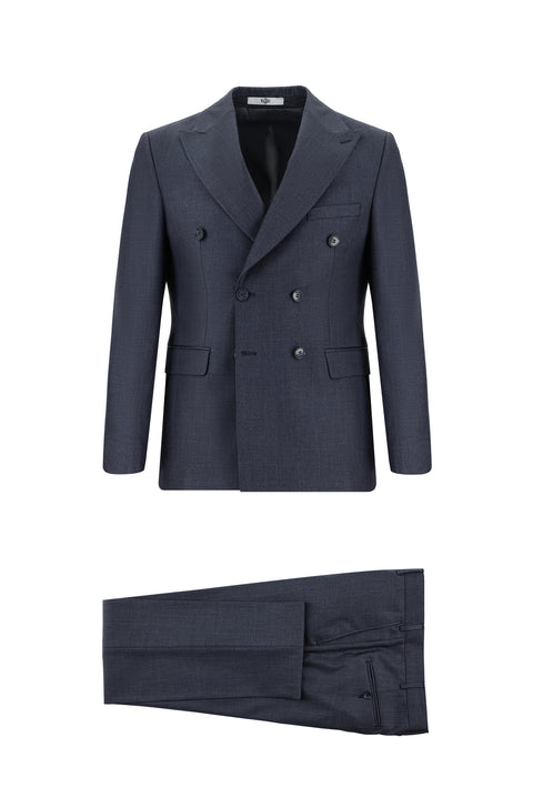 Açık Antrasit 7 Drop Slim Fit Dar Kesim Kruvaze Takım Elbise