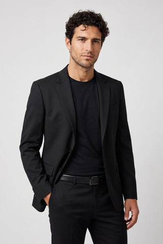 Siyah 7 Drop Super Slim Fit Eksra Dar Kesim Mono Yaka Takım Elbise