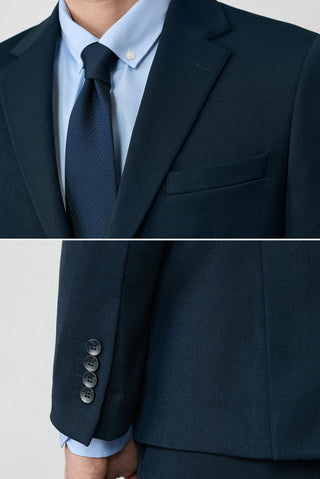 Koyu Lacivert 8 Drop Long Slim Fit Uzun Dar Kesim Mevsimlik Likralı Esnek Takım Elbise