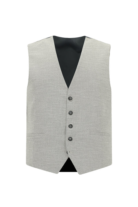 Açık Gri 7 Drop Slim Fit Dar Kesim Yelekli Kombinli Takım Elbise