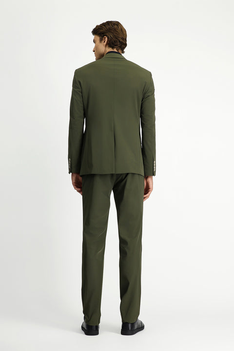 Orta Haki Techno-Line 7 Drop Super Slim Fit Eksra Dar Kesim Beli Lastikli İpli Çantalı Likralı Takım Elbise