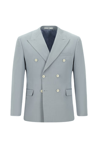 Bulut Gri 7 Drop Slim Fit Dar Kesim Pamuklu Lyocell Kruvaze Takım Elbise