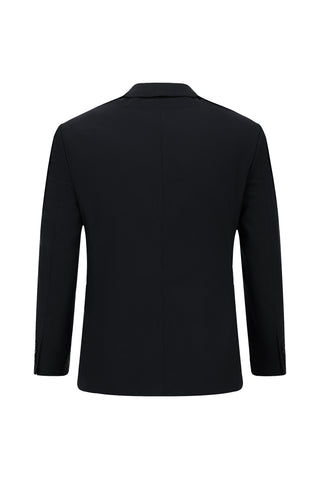 Siyah Lacivert 7 Drop Slim Fit Dar Kesim Pamuklu Lyocell Kruvaze Takım Elbise