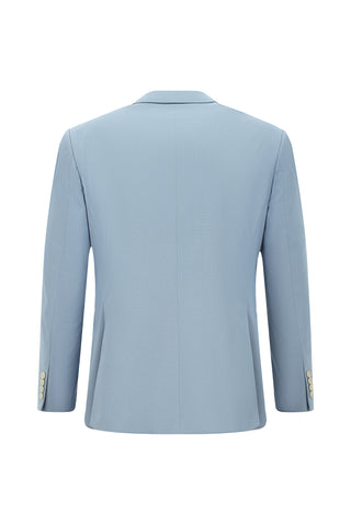 Açık Mavi 7 Drop Slim Fit Dar Kesim Pamuklu Lyocell Kruvaze Takım Elbise