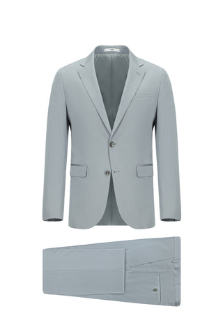 Orta Gri 7 Drop Slim Fit Dar Kesim Pamuklu Lyocell Takım Elbise