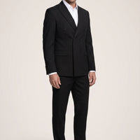 Siyah 6 Drop Regular Fit Standart Kesim Mevsimlik Kruvaze Takım Elbise