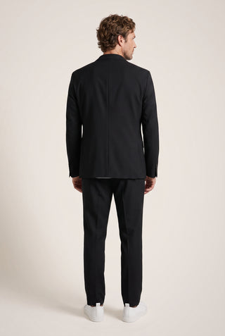 Siyah 7 Drop Super Slim Fit Ekstra Dar Kesim Mevsimlik Beli Lastikli İpli Takım Elbise