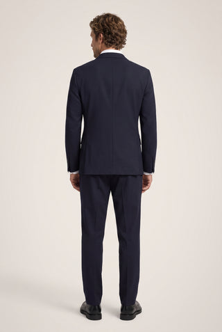 Koyu Lacivert 7 Drop Super Slim Fit Ekstra Dar Kesim Mevsimlik Beli Lastikli İpli Takım Elbise