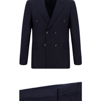 Koyu Lacivert 6 Drop Regular Fit Standart Kesim Desenli Kruvaze Takım Elbise