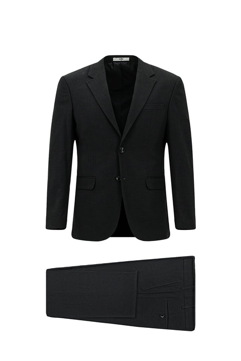 Siyah 7 Drop Slim Fit Dar Kesim Desenli Takım Elbise