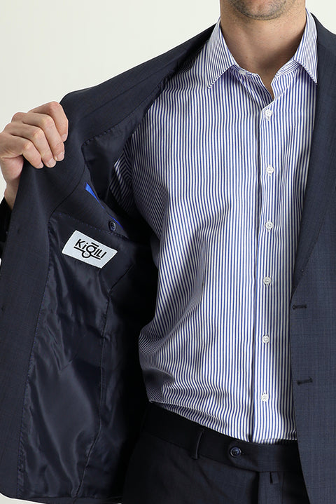 Dark Navy 7 Drop Slim Fit Narrow Cut Wool Suit