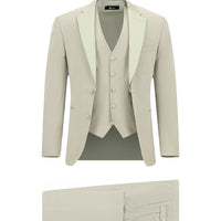 Light Gray 6 Drop Regular Fit Standard Cut Mono Collar Vest Tuxedo & Groom Suit