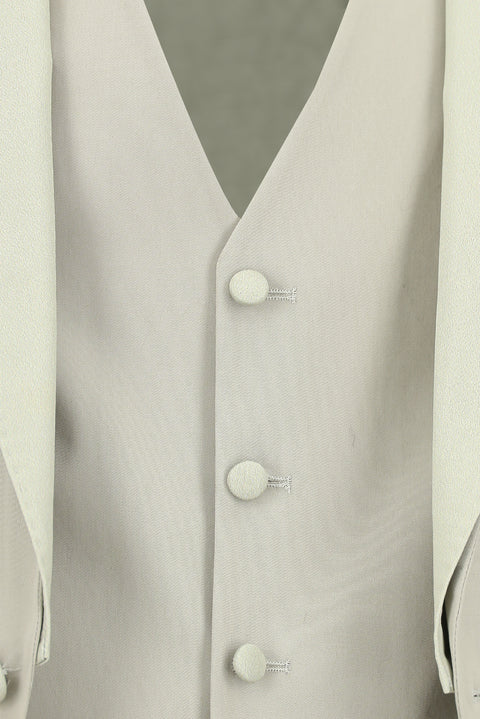 Light Gray 6 Drop Regular Fit Standard Cut Mono Collar Vest Tuxedo & Groom Suit