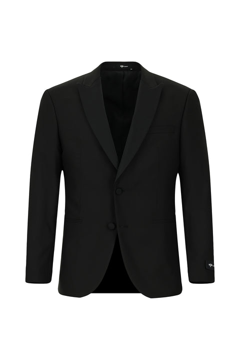Siyah 7 Drop Slim Fit Dar Kesim Kırlangıç Yaka Smokin & Damatlık