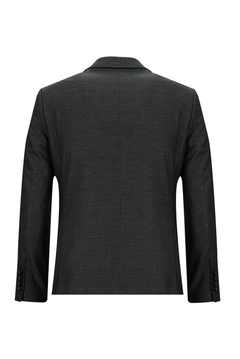 Dark Gray 7 Drop Slim Fit Patterned Suit