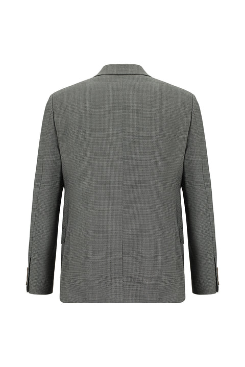 Medium Gray 7 Drop Slim Fit Patterned Suit