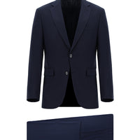 Koyu Lacivert 6 Drop Regular Fit Standart Kesim Yünlü Desenli Takım Elbise