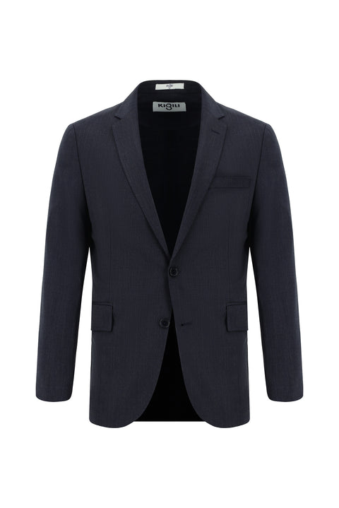 Dark Navy 7 Drop Slim Fit Narrow Cut Wool Patterned Suit