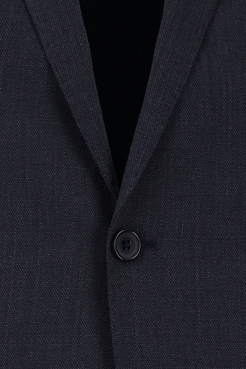 Dark Navy 7 Drop Slim Fit Narrow Cut Wool Patterned Suit