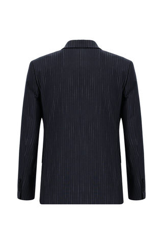 Koyu Antrasit 7 Drop Slim Fit Dar Kesim Çizgili Takım Elbise