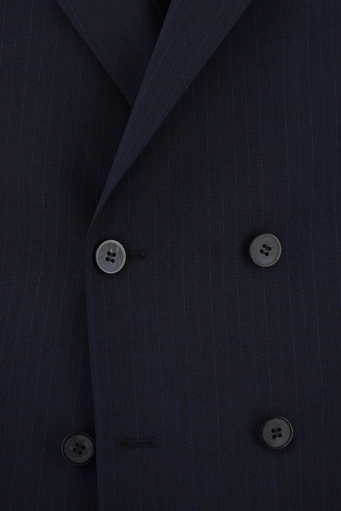 Dark Navy 6 Drop Regular Fit Standard Cut Striped Double-Breasted Suit