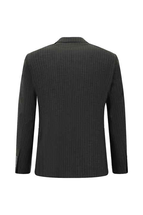Koyu Antrasit 7 Drop Slim Fit Dar Kesim Çizgili Kruvaze Takım Elbise
