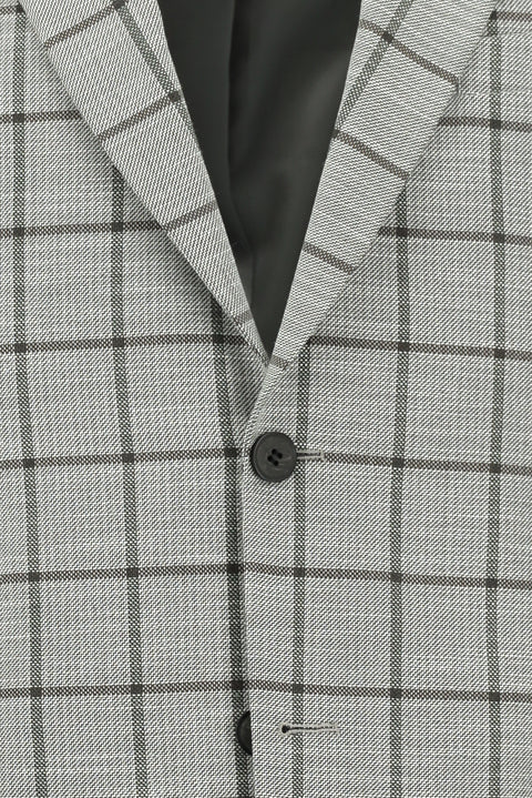 Medium Gray 7 Drop Slim Fit Narrow Cut Plaid Combination Suit