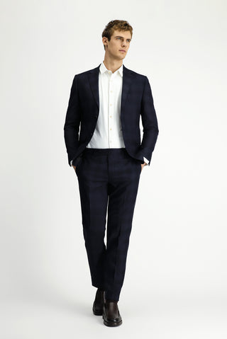 Siyah 7 Drop Slim Fit Dar Kesim Ekose Takım Elbise