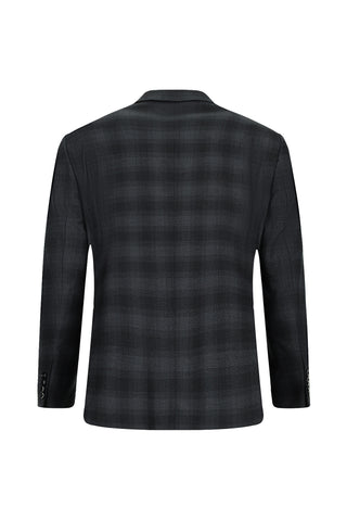 Koyu Antrasit 4 Drop Relaxed Fit Rahat Kesim Ekose Takım Elbise