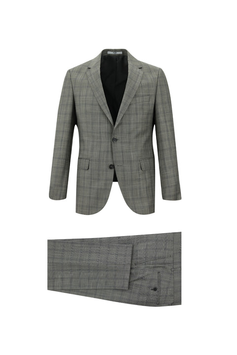Medium Gray 7 Drop Slim Fit Plaid Suit