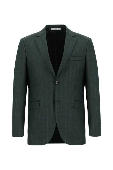 Dark Green 6 Drop Regular Fit Standard Cut Plaid Suit