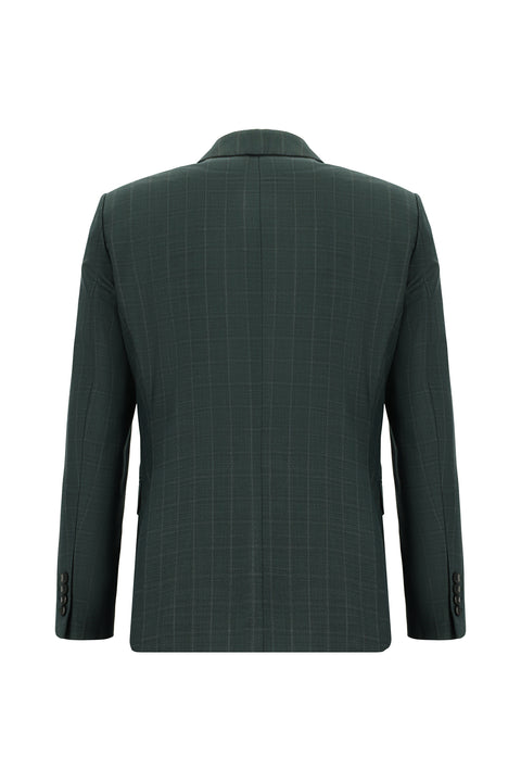 Dark Green 6 Drop Regular Fit Standard Cut Plaid Suit