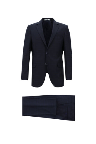 Koyu Lacivert 6 Drop Regular Fit Standart Kesim Ekose Takım Elbise