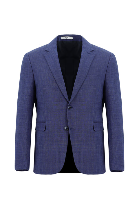 Medium Navy 7 Drop Slim Fit Narrow Cut Wool Plaid Waffle Suit