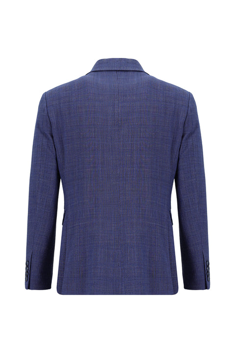 Medium Navy 7 Drop Slim Fit Narrow Cut Wool Plaid Waffle Suit