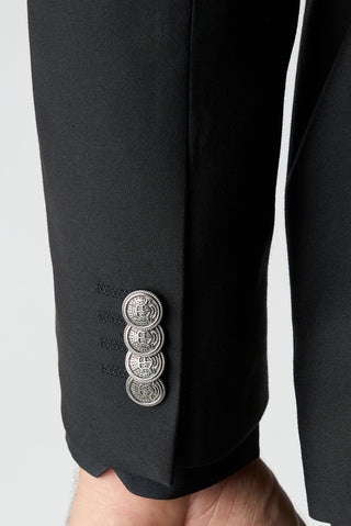 Siyah 6 Drop Regular Fit Standart Kesim Mono Yaka Blazer Ceket