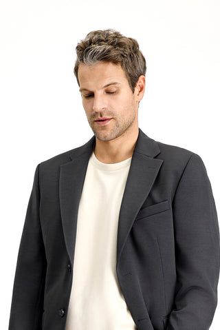 Koyu Antrasit 7 Drop Slim Fit Dar Kesim Mevsimlik Klasik Ceket