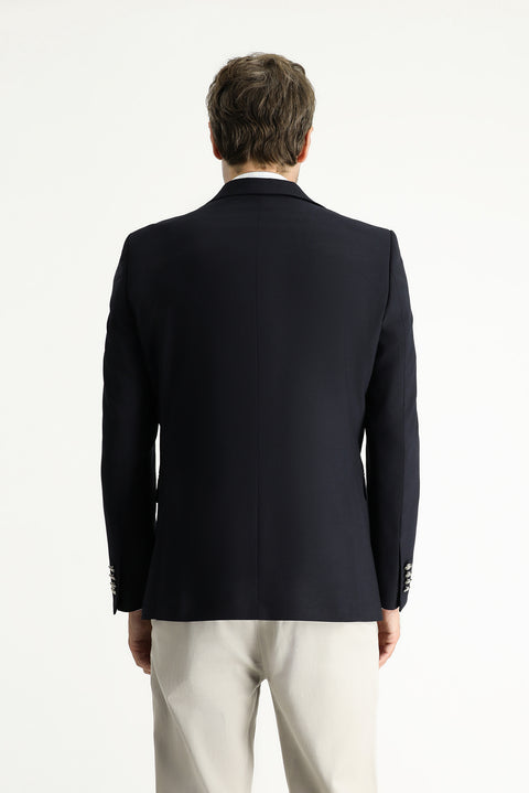 Koyu Lacivert 6 Drop Regular Fit Standart Kesim Yünlü Blazer Ceket