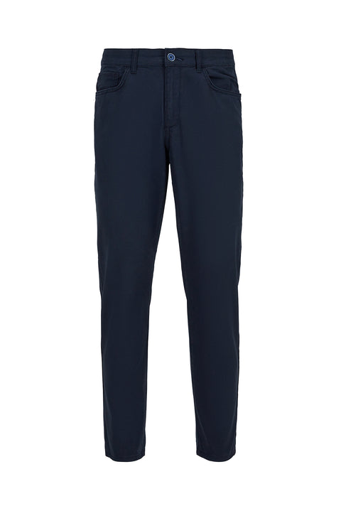 Orta Lacivert Regular Fit Standart Kesim Likralı 5 Cep Kanvas / Chino Pantolon