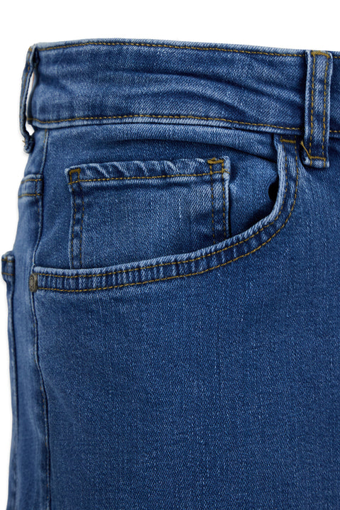 Light Blue Slim Fit Narrow Cut Cotton 5 Pocket Denim Pants