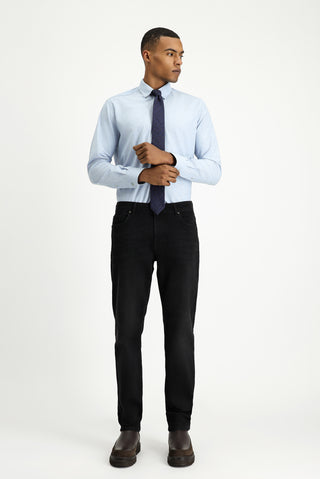 Siyah Regular Fit Standart Kesim Likralı Denim Pantolon