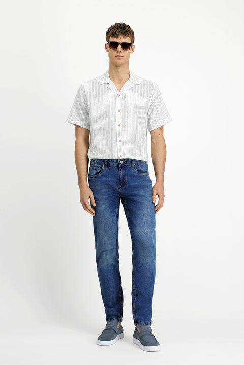 Dark Blue Slim Fit Stretch Denim Pants